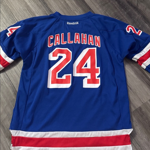 Reebok NHL New York Rangers hockey jersey youth large XL blue game #24 Callahan - Picture 6 of 6